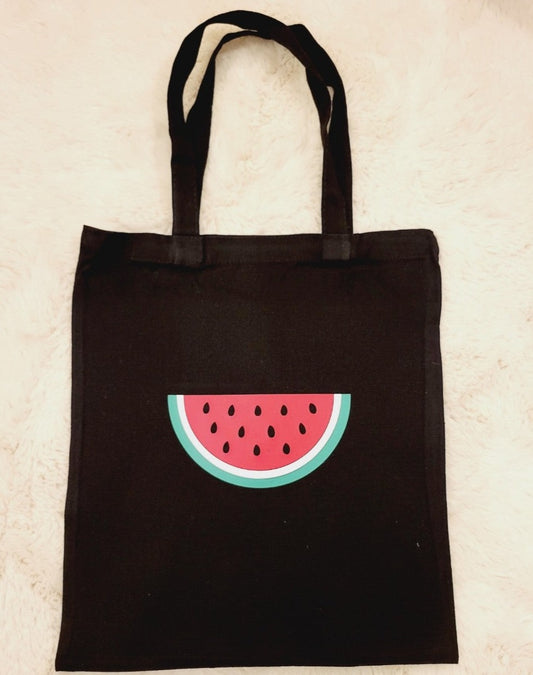 Free Palestine black cotton tote/bag. Show solidarity with Palestinians by displaying their national symbols - keffiyeh, watermelon and the Palestine flag.  We work hard to provide you with unique and customised items.