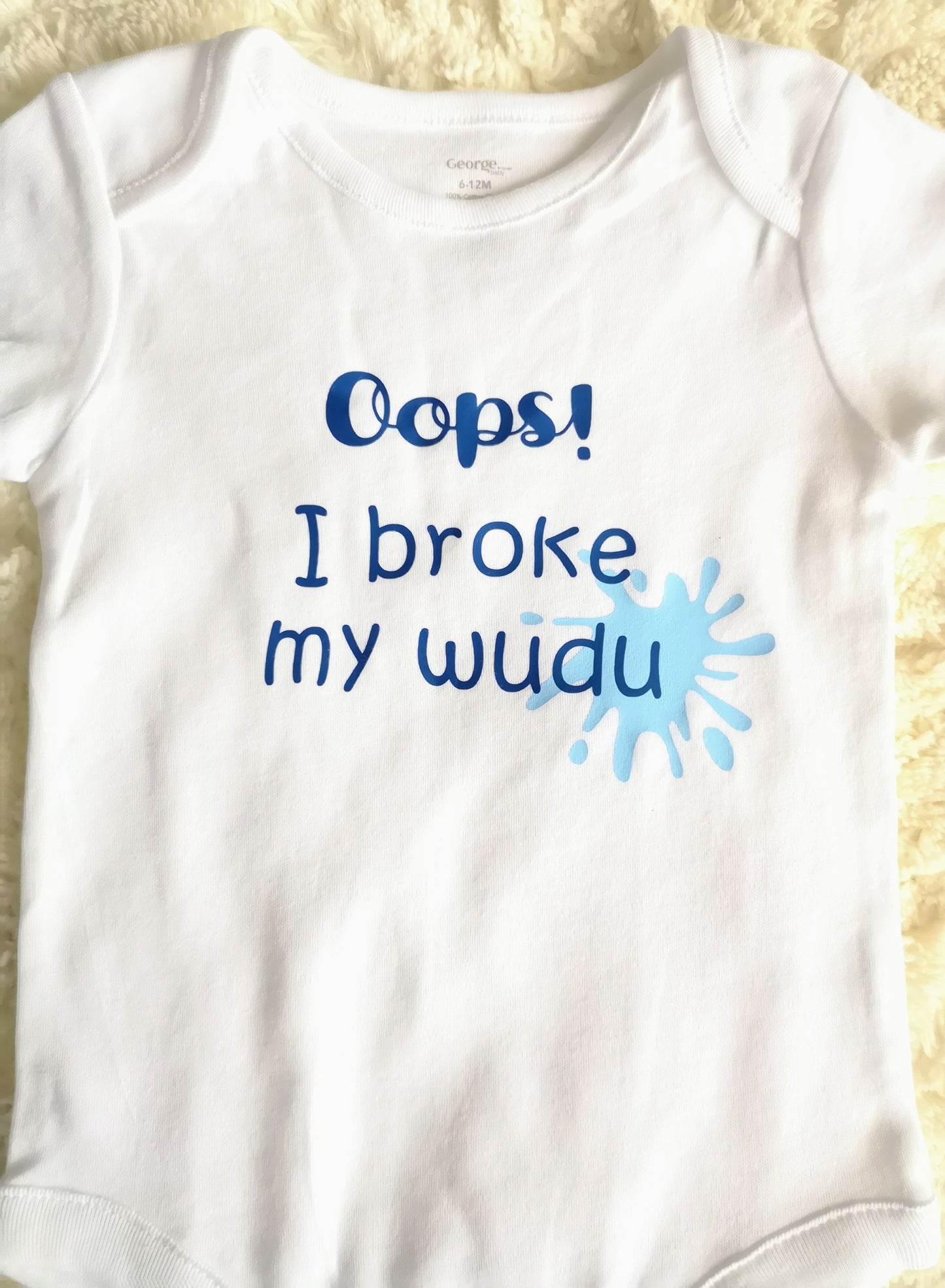 oops i broke my wudu onesie, muslim baby clothing, muslim baby gift, funny islam baby gift