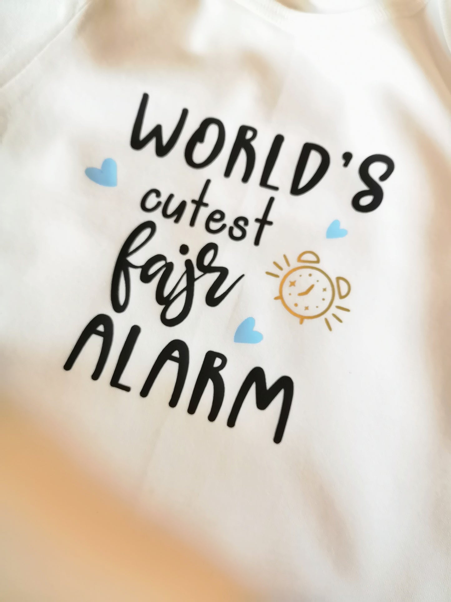 world's cutest fajr alarm onesie, muslim baby outfit, islamic baby clothes, muslim baby apparel, funny muslim baby gift