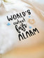 world's cutest fajr alarm onesie, muslim baby outfit, islamic baby clothes, muslim baby apparel, funny muslim baby gift