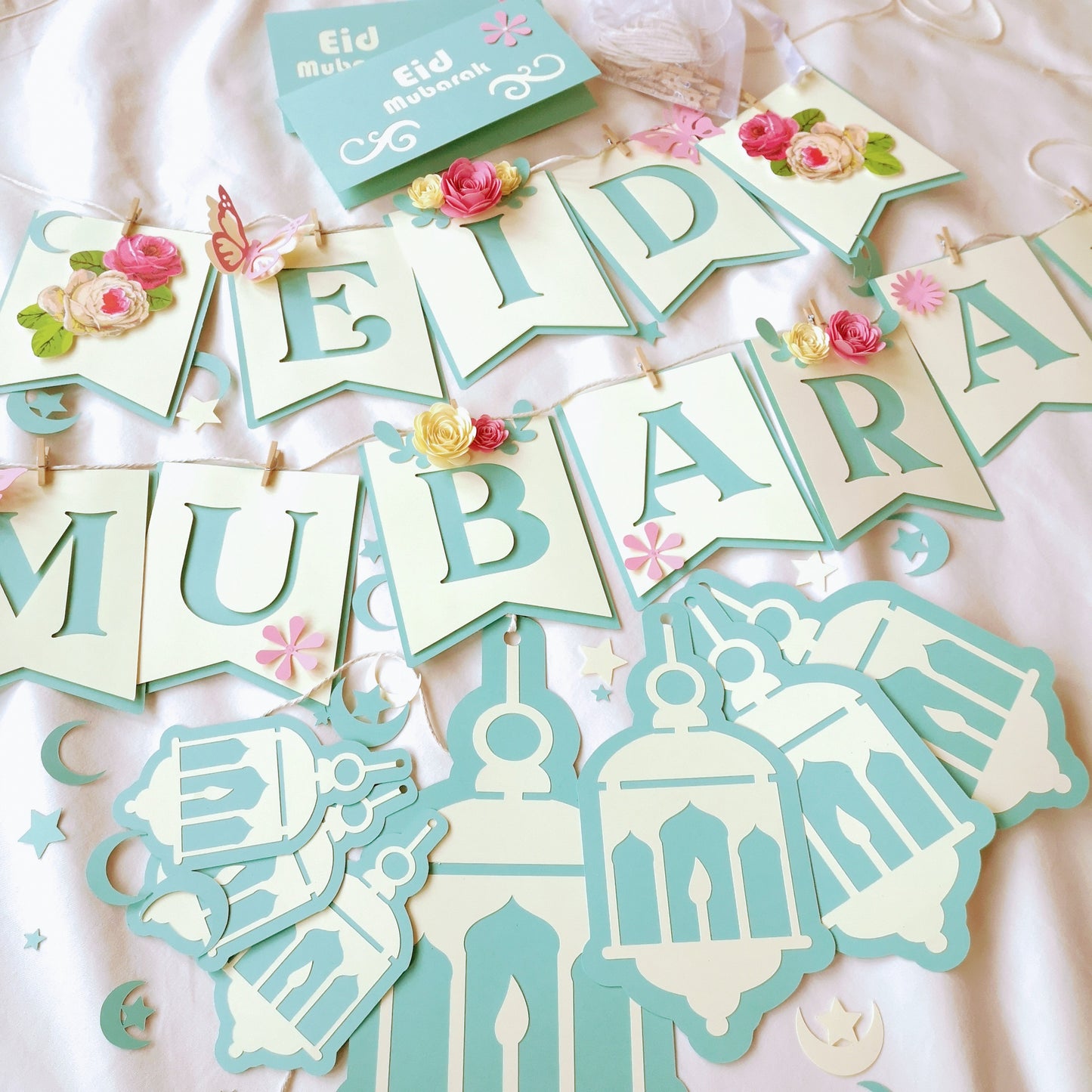 Eid decor bundle, eid banner, eid lanterns, eid decorations, eid confetti,